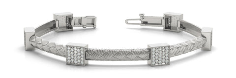 White gold Diamond Square Pavé Box Braided Bracelet