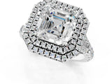 White gold Double Halo Asscher Cut Diamond Split Shank Engagement Ring with Four-Prong Setting_4