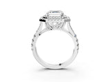 White gold Double Halo Asscher Cut Diamond Split Shank Engagement Ring with Four-Prong Setting_6