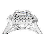 White gold Double Halo Asscher Cut Diamond Split Shank Engagement Ring with Four-Prong Setting_7