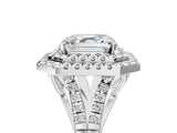 White gold Double Halo Asscher Cut Diamond Split Shank Engagement Ring with Four-Prong Setting_8