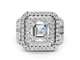 White gold Double Halo Asscher Cut Diamond Split Shank Pave Set Ring_3