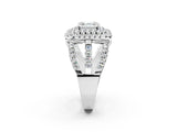 White gold Double Halo Asscher Cut Diamond Split Shank Pave Set Ring_5