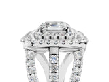 White gold Double Halo Asscher Cut Diamond Split Shank Pave Set Ring_8