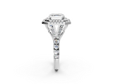 White gold Double Halo Asscher Cut Diamond Split Shank Ring with Four Prong Setting_8