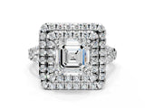 White gold Double Halo Asscher Cut Pave Split Shank Prong Set Ring_15