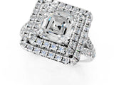 White gold Double Halo Asscher Cut Pave Split Shank Prong Set Ring_16