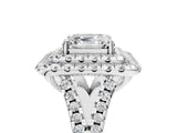 White gold Double Halo Asscher Cut Pave Split Shank Prong Set Ring_20