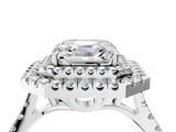 White gold Double Halo Asscher Diamond Pave Band with Four-Prong Setting_14