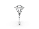 White gold Double Halo Asscher-Shaped Split Shank Diamond Ring with Prong Setting_22