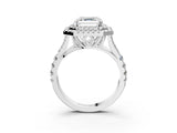 White gold Double Halo Asscher-Shaped Split Shank Diamond Ring with Prong Setting_23