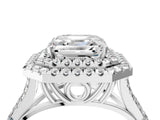 White gold Double Halo Asscher-Shaped Split Shank Diamond Ring with Prong Setting_24