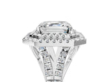 White gold Double Halo Asscher-Shaped Split Shank Diamond Ring with Prong Setting_25