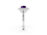 White gold Double Halo Cushion Cut Amethyst Pavé Band with Four-Prong Setting_2