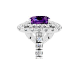 White gold Double Halo Cushion Cut Amethyst Pavé Band with Four-Prong Setting_5