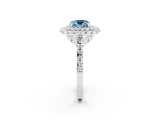 White gold Double Halo Cushion Cut Aquamarine Pavé Band with Four-Prong Setting_2
