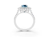 White gold Double Halo Cushion Cut Aquamarine Pavé Band with Four-Prong Setting_3