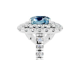 White gold Double Halo Cushion Cut Aquamarine Pavé Band with Four-Prong Setting_5