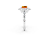 White gold Double Halo Cushion Cut Citrine Pavé Band with Four-Prong Setting_2