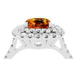 White gold Double Halo Cushion Cut Citrine Pavé Band with Four-Prong Setting_4