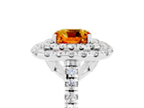 White gold Double Halo Cushion Cut Citrine Pavé Band with Four-Prong Setting_5