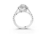 White gold Double Halo Cushion Cut Diamond Split Shank Engagement Ring with Four-Prong Setting_6