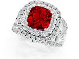 White gold Double Halo Cushion Cut Diamond Split Shank Pave Set Ring_1