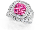 White gold Double Halo Cushion Cut Diamond Split Shank Pave Set Ring_1