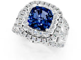 White gold Double Halo Cushion Cut Diamond Split Shank Pave Set Ring_1