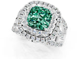 White gold Double Halo Cushion Cut Diamond Split Shank Pave Set Ring_1
