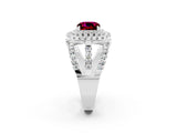 White gold Double Halo Cushion Cut Diamond Split Shank Pave Set Ring_2