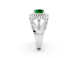 White gold Double Halo Cushion Cut Diamond Split Shank Pave Set Ring_2
