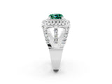 White gold Double Halo Cushion Cut Diamond Split Shank Pave Set Ring_2