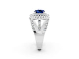 White gold Double Halo Cushion Cut Diamond Split Shank Pave Set Ring_2