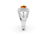 White gold Double Halo Cushion Cut Diamond Split Shank Pave Set Ring_2