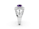 White gold Double Halo Cushion Cut Diamond Split Shank Pave Set Ring_2