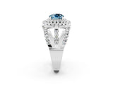 White gold Double Halo Cushion Cut Diamond Split Shank Pave Set Ring_2