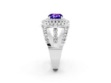 White gold Double Halo Cushion Cut Diamond Split Shank Pave Set Ring_2