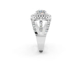White gold Double Halo Cushion Cut Diamond Split Shank Pave Set Ring_2