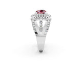 White gold Double Halo Cushion Cut Diamond Split Shank Pave Set Ring_2