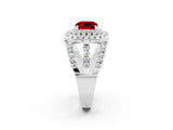 White gold Double Halo Cushion Cut Diamond Split Shank Pave Set Ring_2