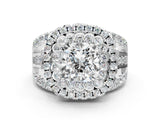 White gold Double Halo Cushion Cut Diamond Split Shank Pave Set Ring_3