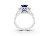 White gold Double Halo Cushion Cut Diamond Split Shank Pave Set Ring_3