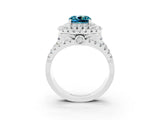 White gold Double Halo Cushion Cut Diamond Split Shank Pave Set Ring_3