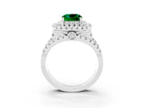 White gold Double Halo Cushion Cut Diamond Split Shank Pave Set Ring_3