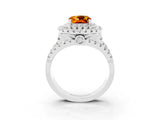 White gold Double Halo Cushion Cut Diamond Split Shank Pave Set Ring_3