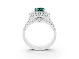 White gold Double Halo Cushion Cut Diamond Split Shank Pave Set Ring_3