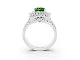 White gold Double Halo Cushion Cut Diamond Split Shank Pave Set Ring_3