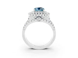 White gold Double Halo Cushion Cut Diamond Split Shank Pave Set Ring_3