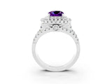 White gold Double Halo Cushion Cut Diamond Split Shank Pave Set Ring_3